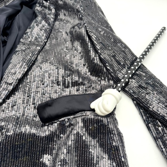 RACHEL ZOE Women's XS Black Sequin Blazer Jacket Sparkly Party Cocktail Pockets - Picture 3 of 10